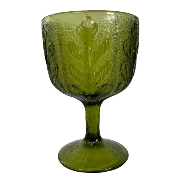Vintage Oak Leaf Design Green FTD Glass Dish - Picture 1 of 12